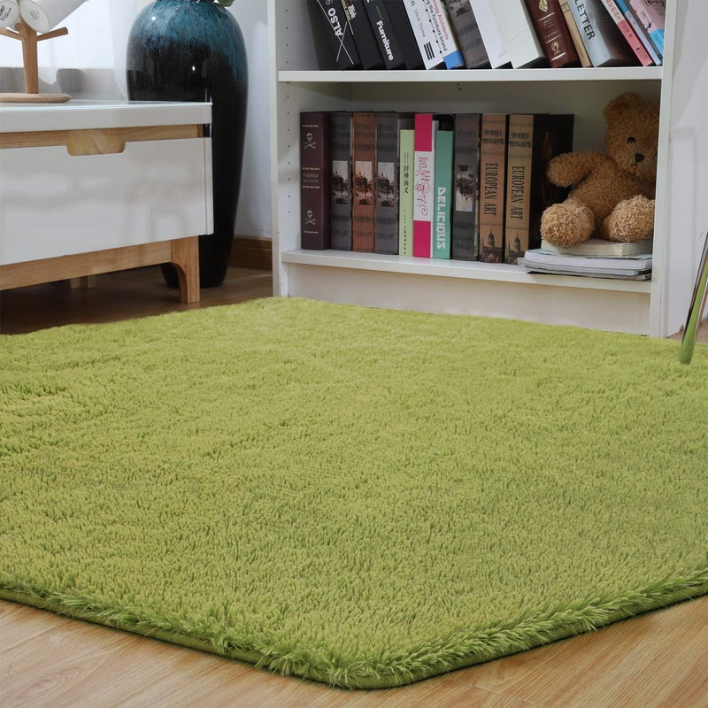 junovo Ultra Soft Rug for Nursery Children Room Baby Room Home Decor Dormitory Hexagon Carpet for Playhouse Princess Tent Kids Play Castle, Diameter 4.6 ft, Green - Image 5